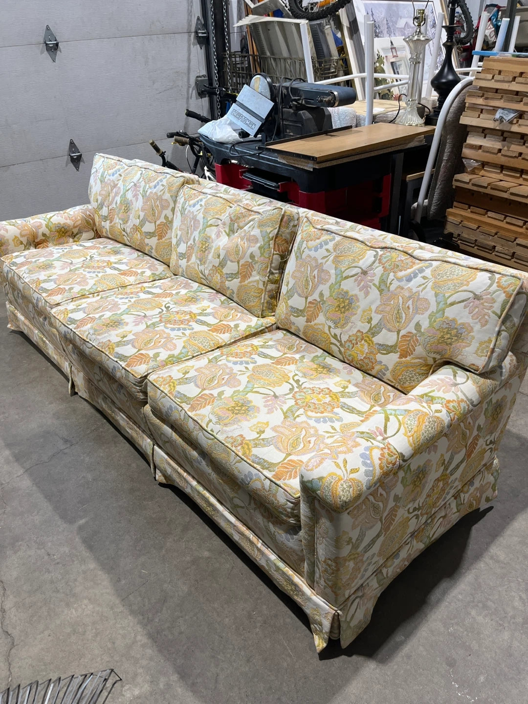 Floral Patterned Three-Seat Sofa