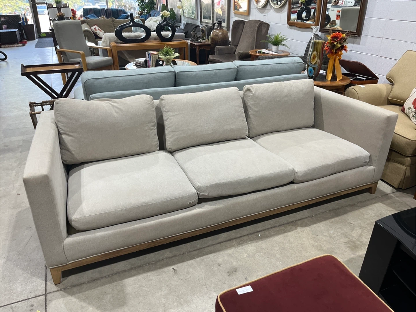 Beige Three-Seat Sofa