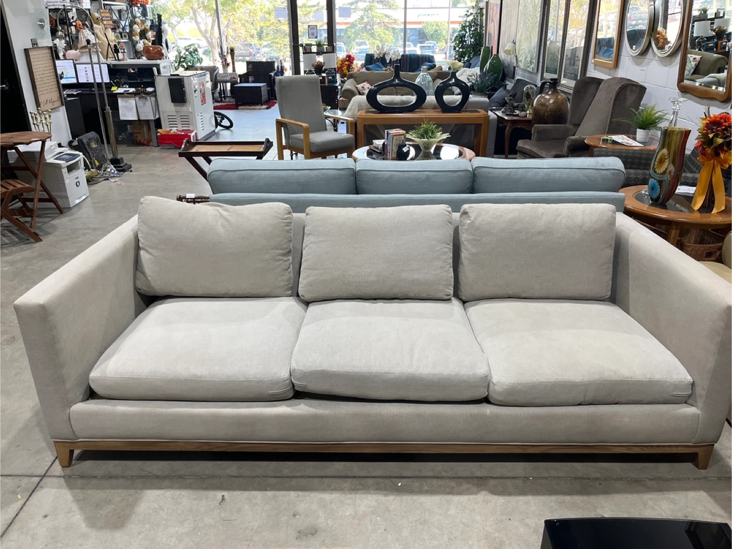 Beige Three-Seat Sofa