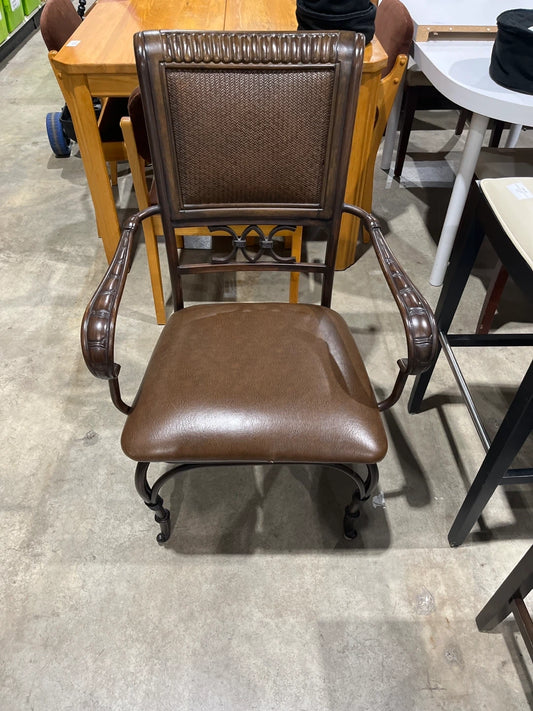 Brown Armchair with Woven Back