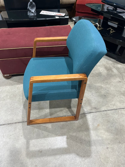 Teal Armchair with Wood Frame