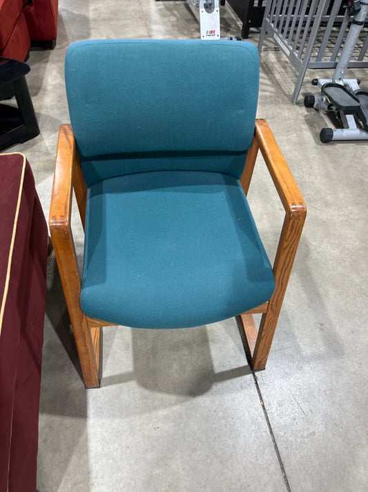 Teal Armchair with Wood Frame