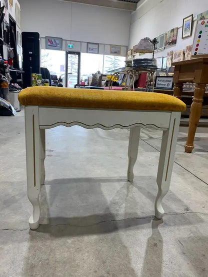 Vintage White stool with gold detail