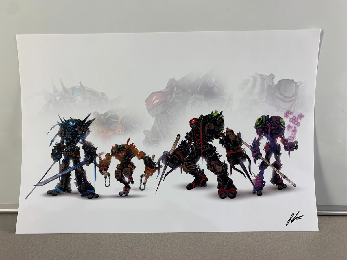 Comic Style Teenage Mutant Ninja Turtles Posted Signed