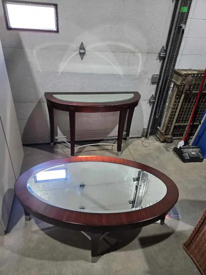 Cherry Wood/Mirror Table Set