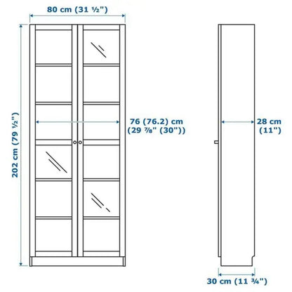 IKEA Billy Bookcase with Glass Doors - Dark Blue