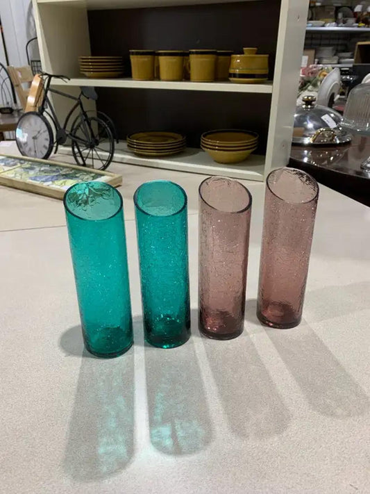Crackle Glass Decorative Vase - Set of 4
