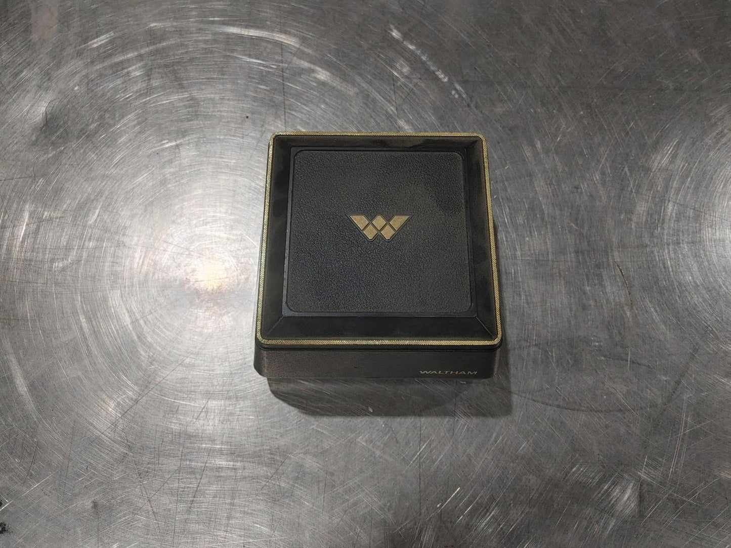 Good Condition Waltham Timex Watch Black Gold w/ Case Needs Battery
