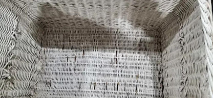 Large White Wicker Storage Trunk
