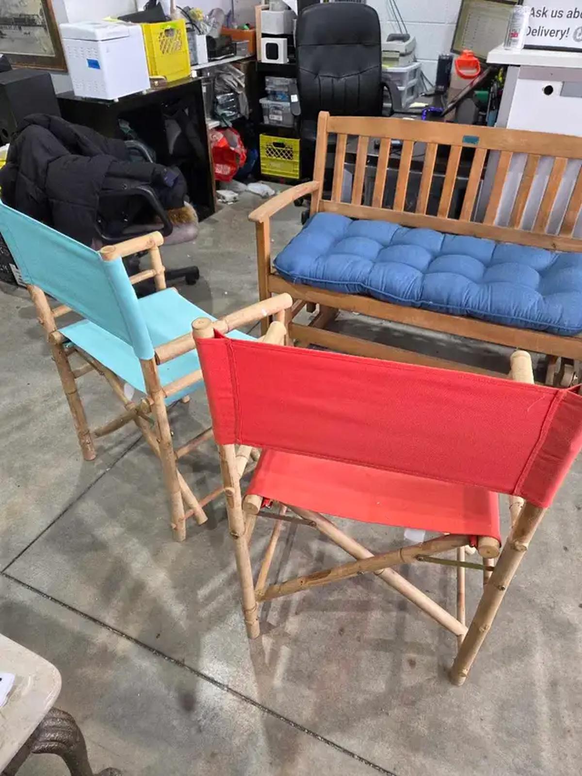 Folding Bamboo Director Chairs - 2 Available