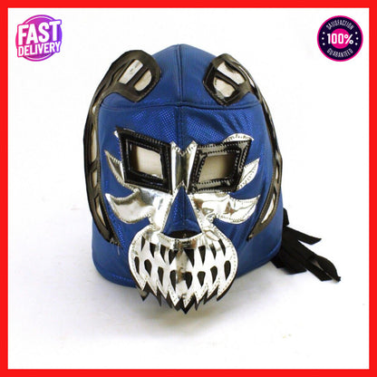 Luchador Mask - Ram With Moustache, Blue & Silver - Good Condition