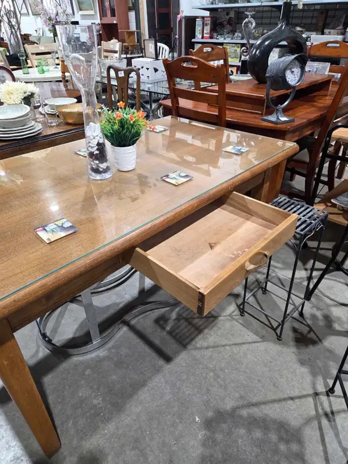 Glass Top Teak Dining Table - The Interior Hardwood co.