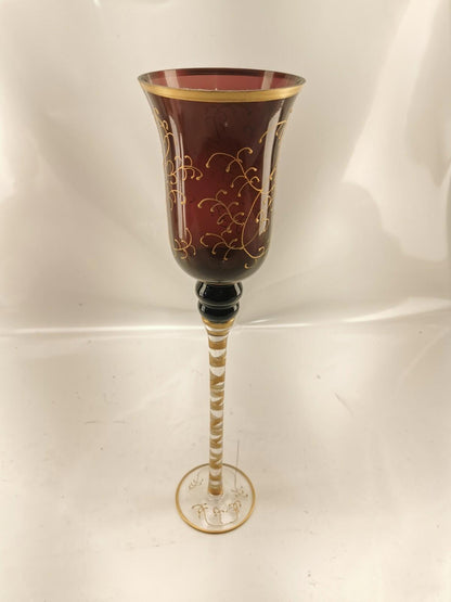 Vintage Red Air Twisted Stem Flared Wine Glass