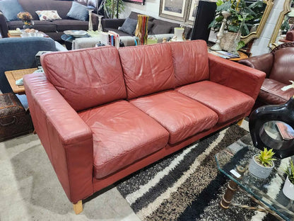 Vintage 100% Leather Ikea Karlanda Sofa