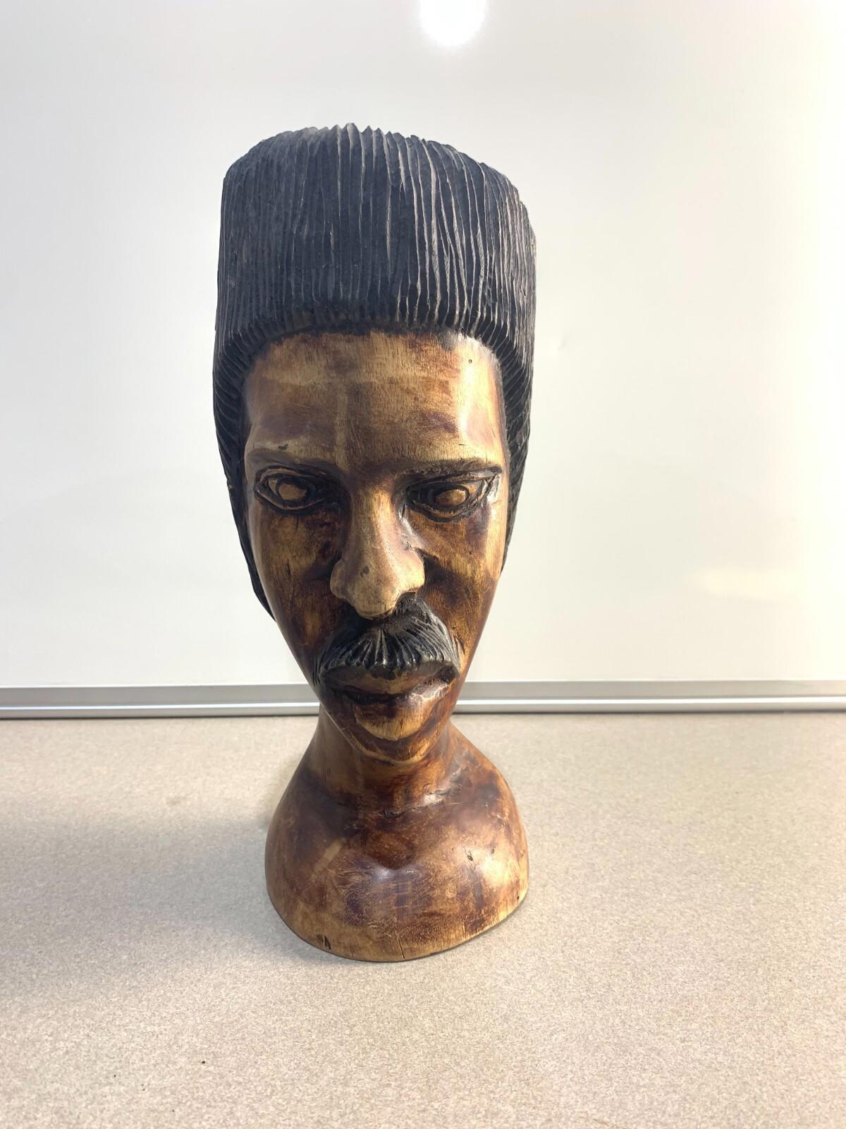 Beautiful Hand Carved Wooden Bust from Jamaica