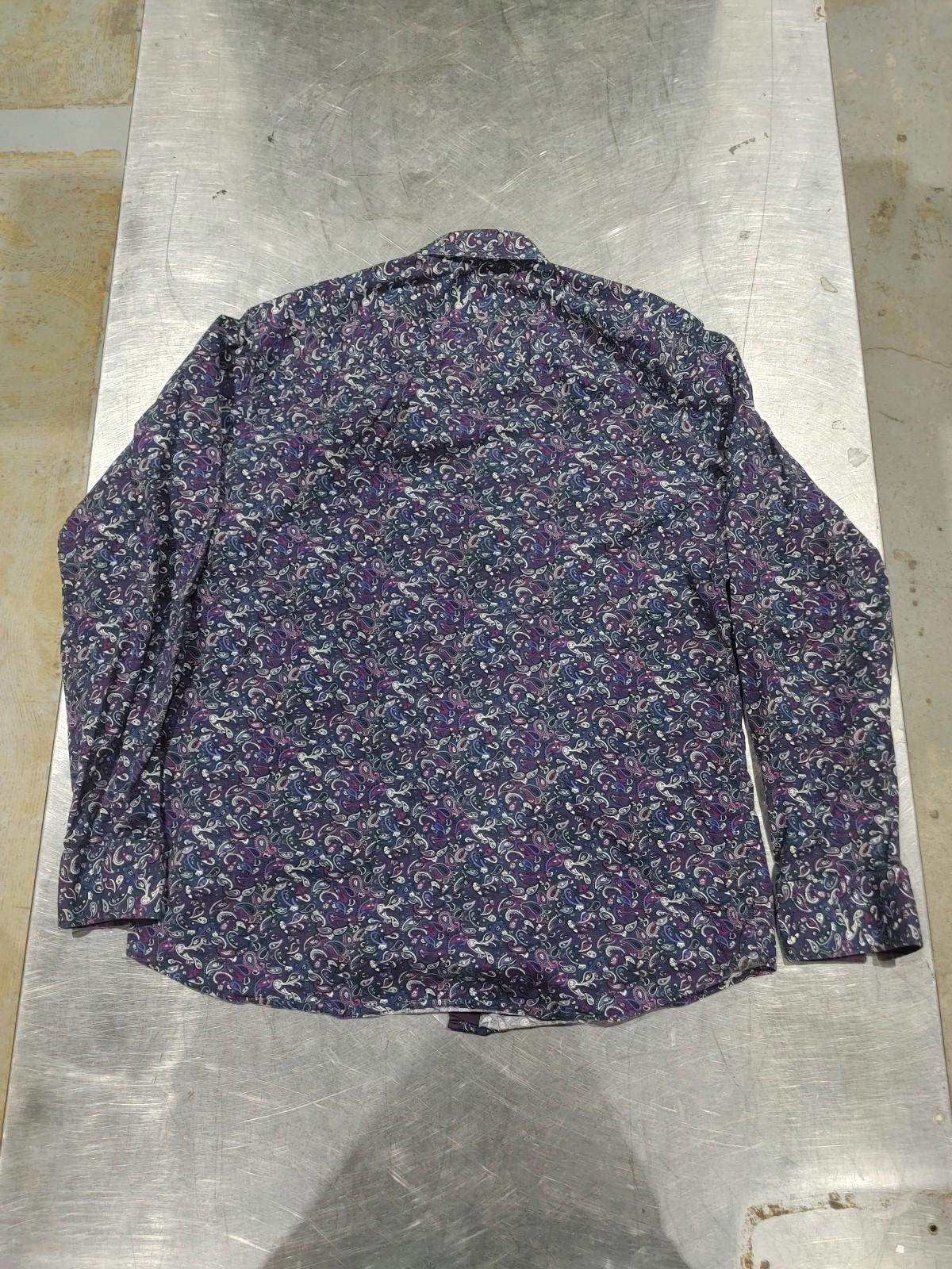 Brand New Grafton Slim Fit Navy/Purple Button-down Shirt Size L