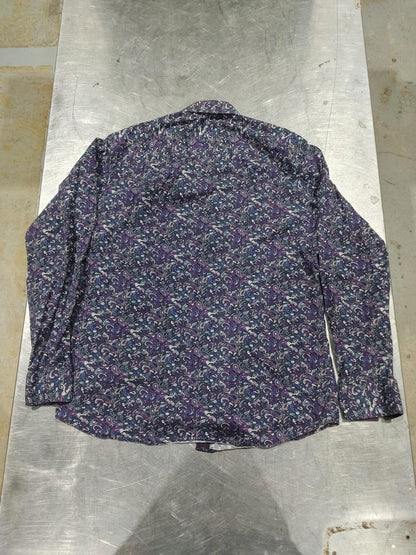 Brand New Grafton Slim Fit Navy/Purple Button-down Shirt Size L