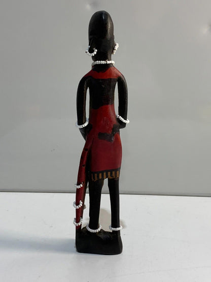 African Art - Maasai Warrior Hand Carved Wood Statue Sculpture.
