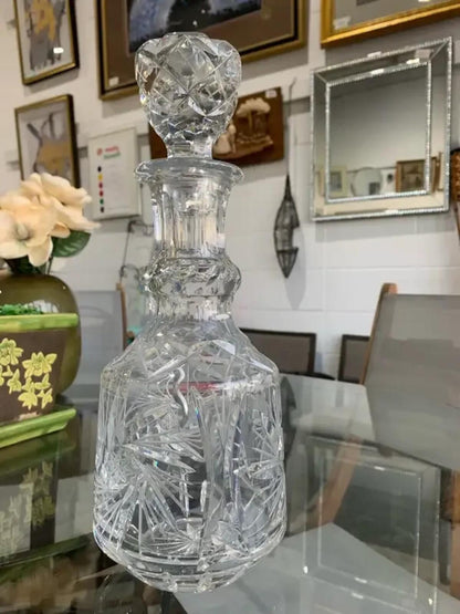 Pinwheel Crystal Decanter - minor chipping on stopper