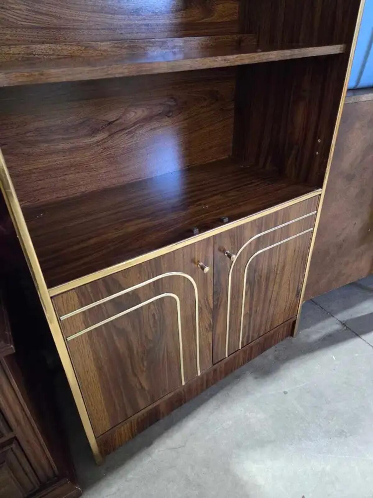 Vintage Wood Veneer Bookcase