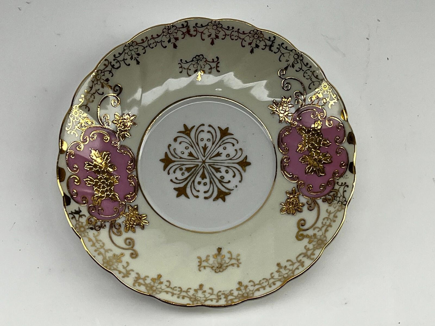 Vintage Shafford - Pink and Gold Floral - Three Footed Cup & Saucer - Teacup