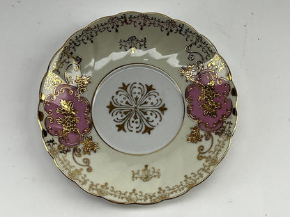 Vintage Shafford - Pink and Gold Floral - Three Footed Cup & Saucer - Teacup