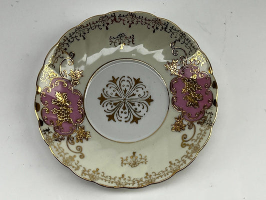 Vintage Shafford - Pink and Gold Floral - Three Footed Cup & Saucer - Teacup