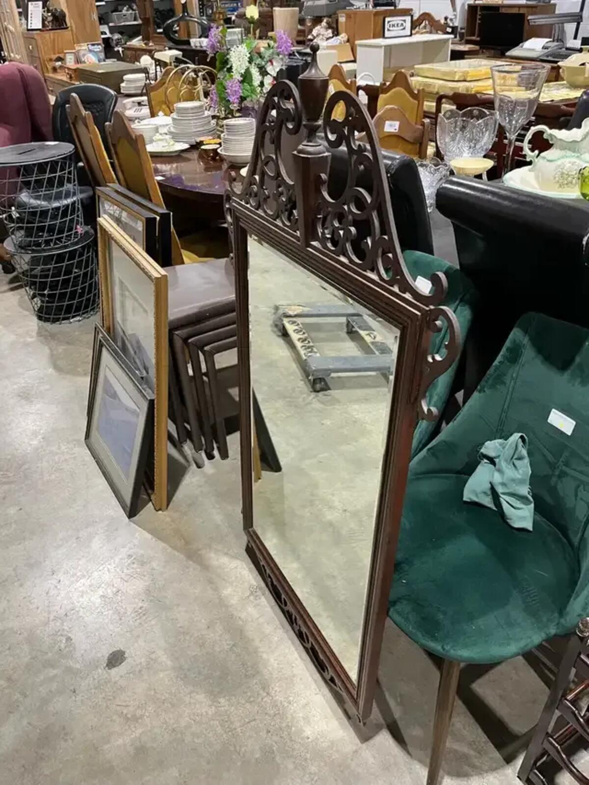 Large Dark Brown Ornate Mirror