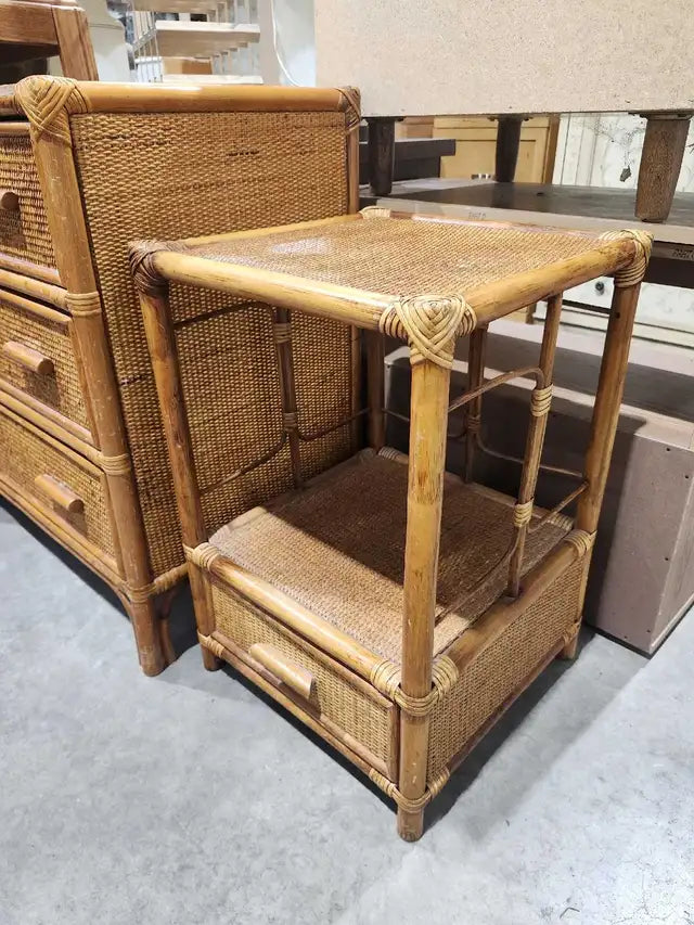 Vintage Rattan & Bamboo Dresser/Night Stand