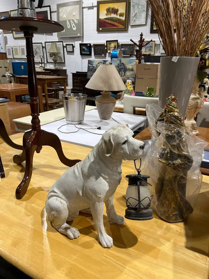 Dog Holding Lantern Statue