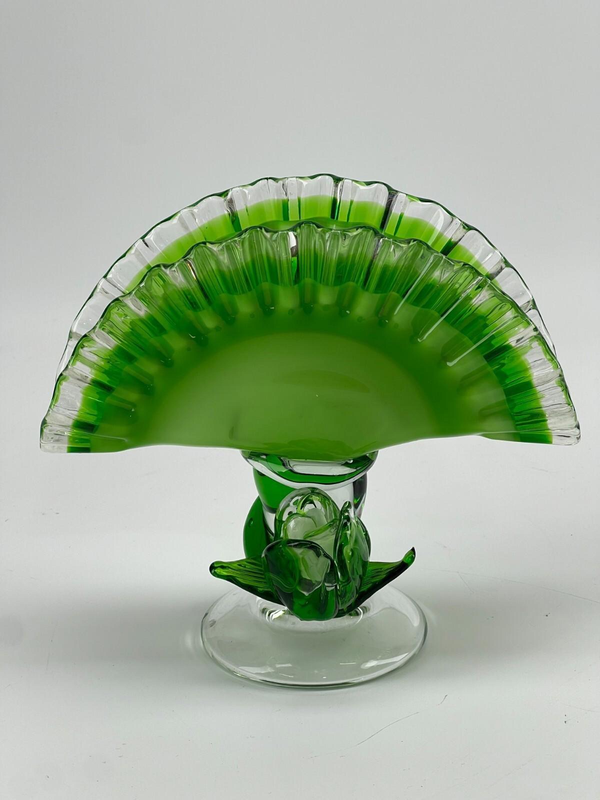 Mid-Century Murano Table Cloth Holder - Green Glass