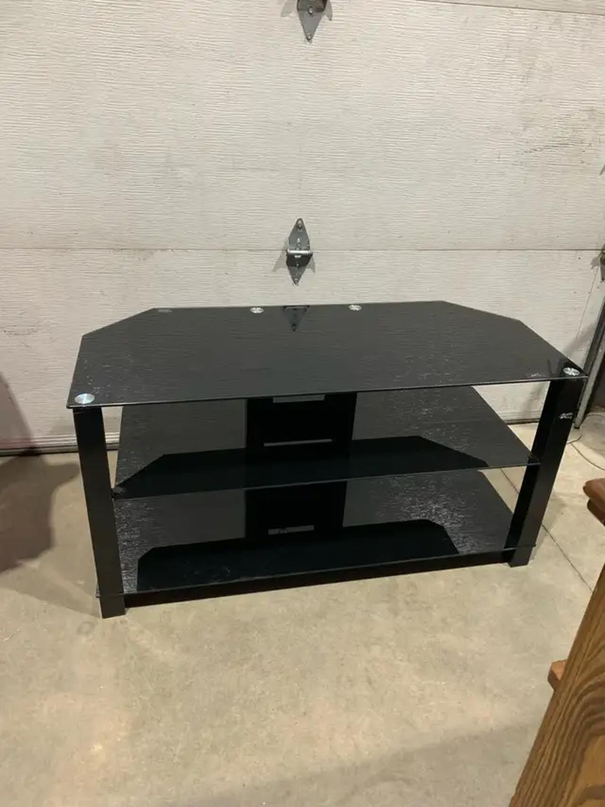 Black and Chrome Glass TV Stand