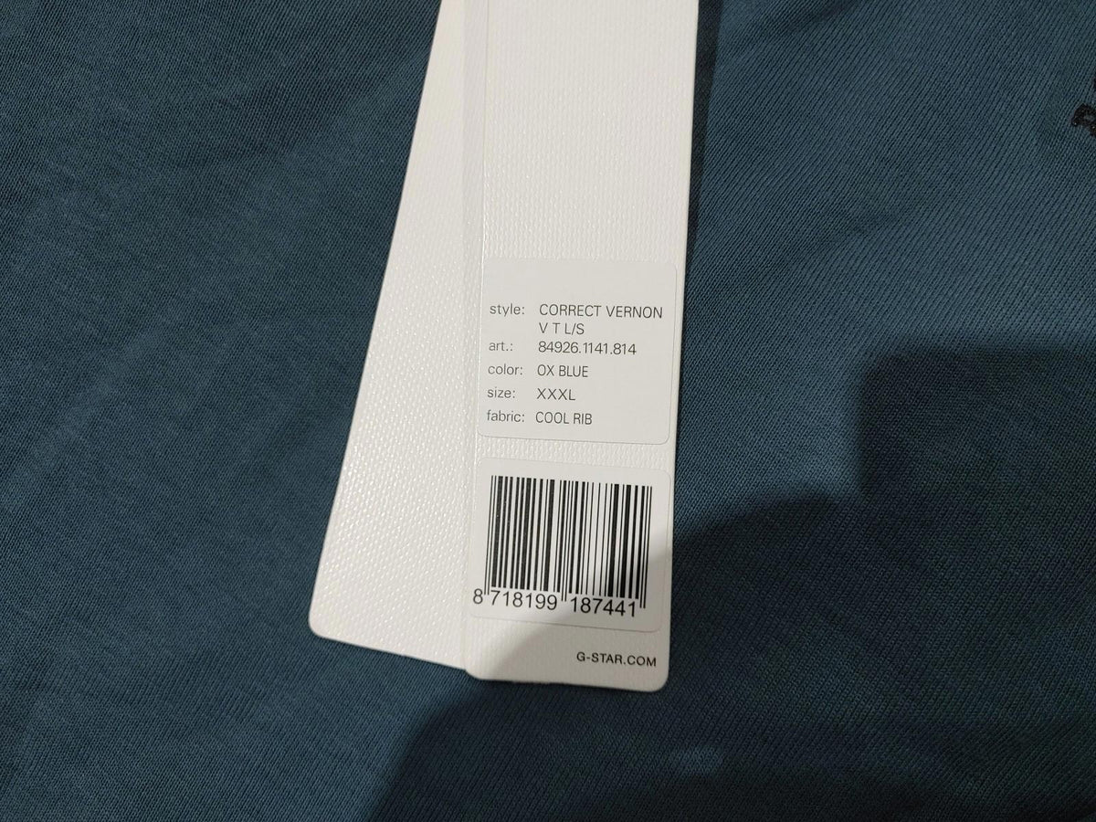 G-Star RAW CorrectLine Vernon V T L/S bleu oxyde neuf, taille XXXL
