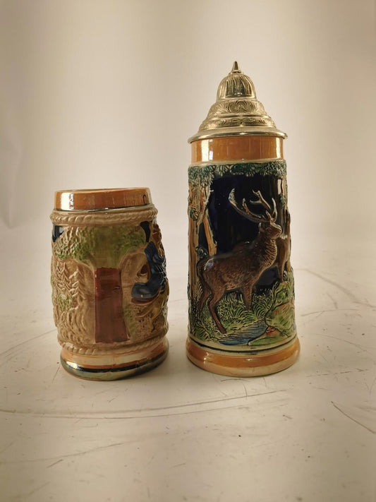 Lot of 2 western Germany Beer Stein + Old Vienna Ceramic Beer Mug