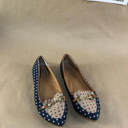 DOLCE VITA “Langley” Navy Polka Dot Loafers (Size US 8)