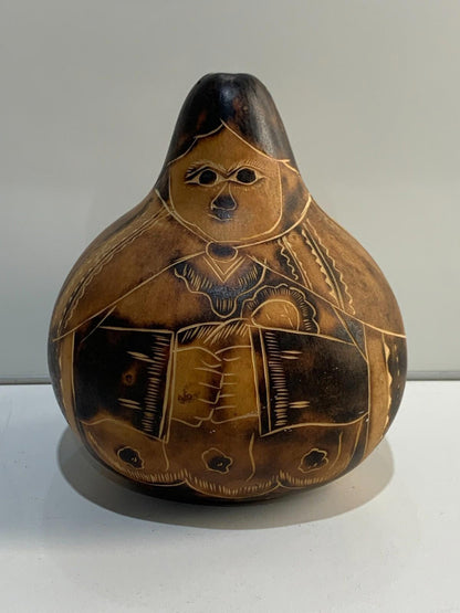 Large Folk Art Gourd Doll - Handmade Peru