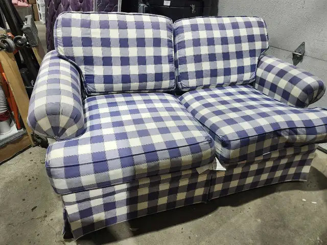 Blue Plaid Loveseat