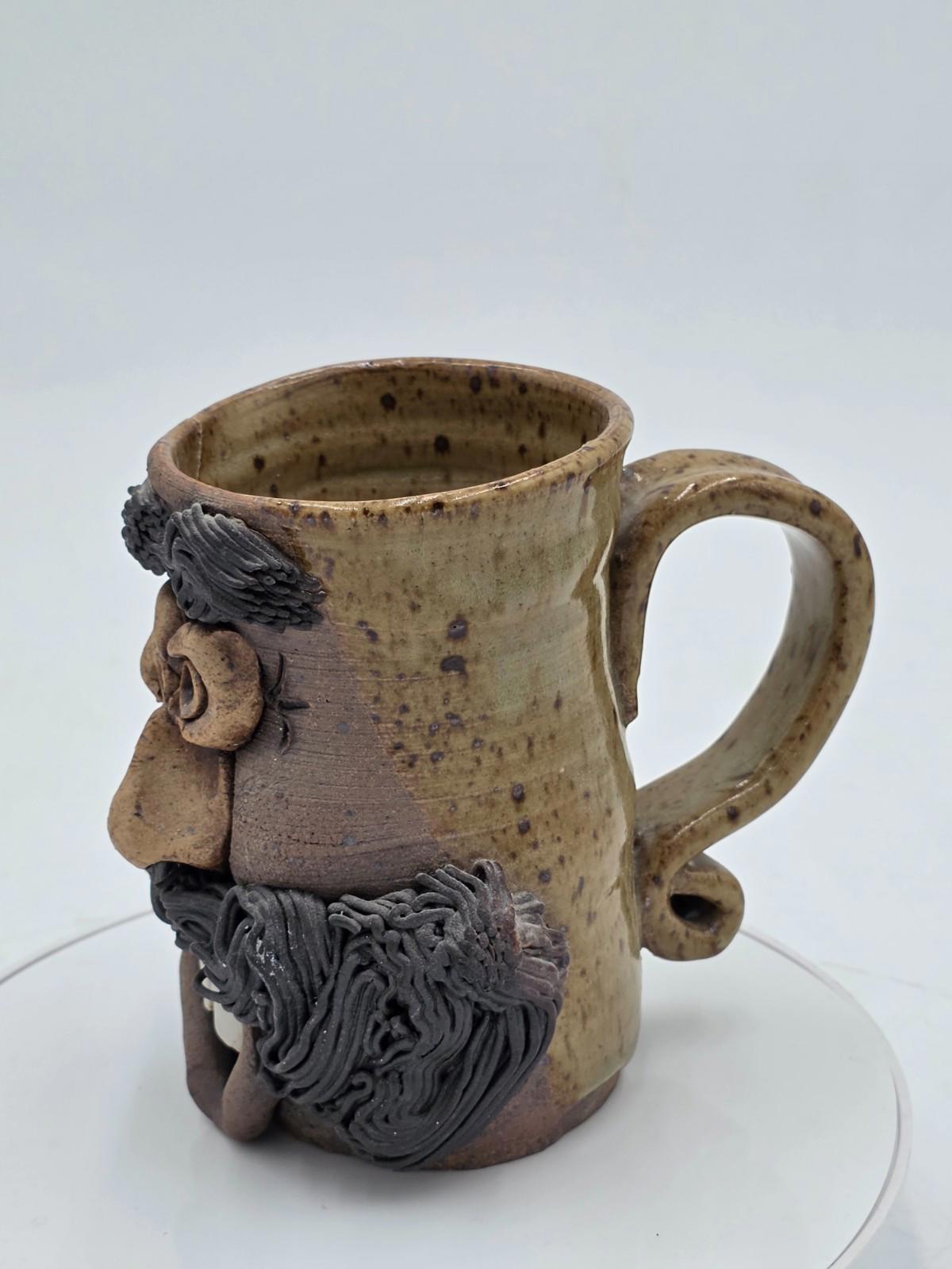 1970s McGillivray Studio Pottery Stoneware Funny Man Ugly Face Mug Feet Signed