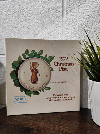Schmid Christmas Plate 1972 ANGEL WITH FLUTE Limited Edition Berta Hummel W/box