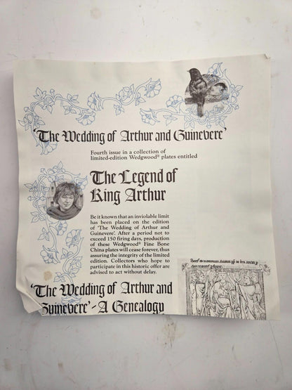 1986 Wedgwood Bone China Arthur Crowned King Authentic Plate