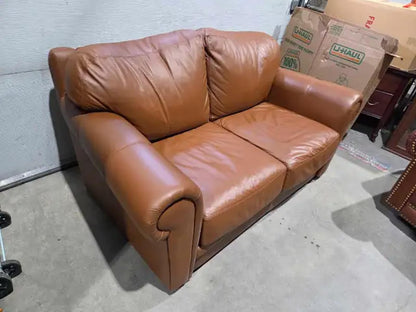 Brown Leather Loveseat