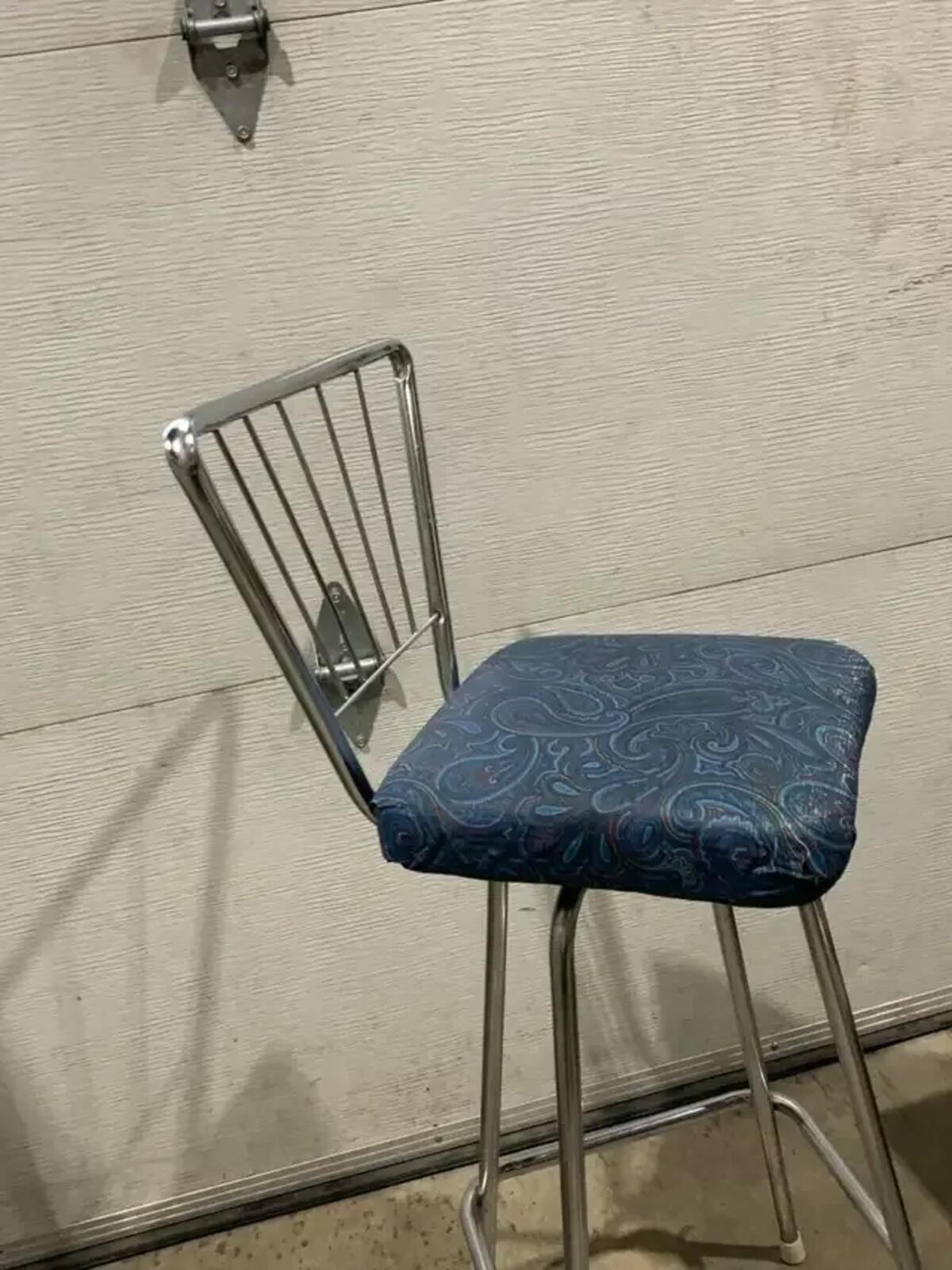 Vintage Chrome Swivel Seat Bar Stool