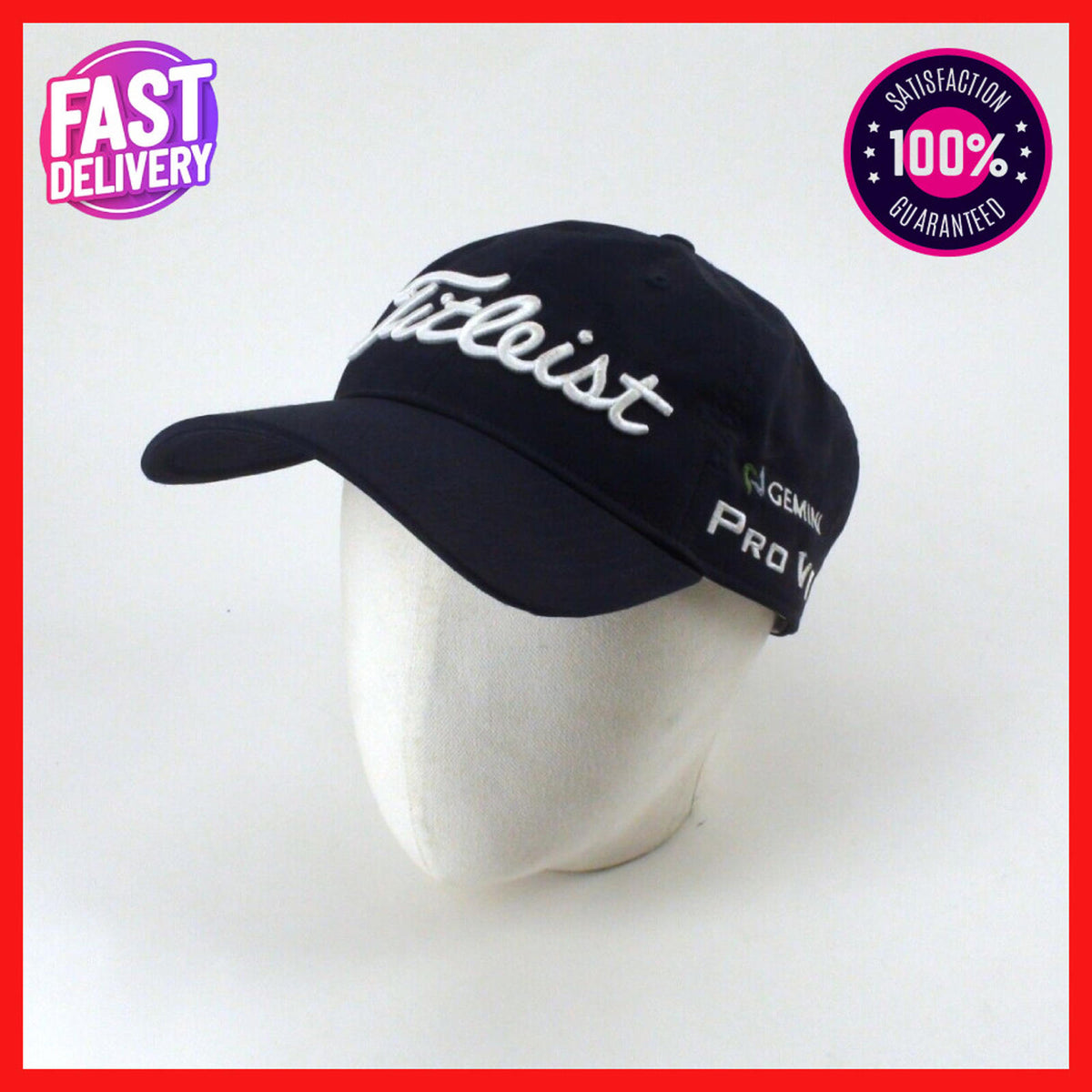 Titleist Tour Golf Cap, Hat - FJ, Pro V1, Gemini, Patch - Adjustable Navy Blue