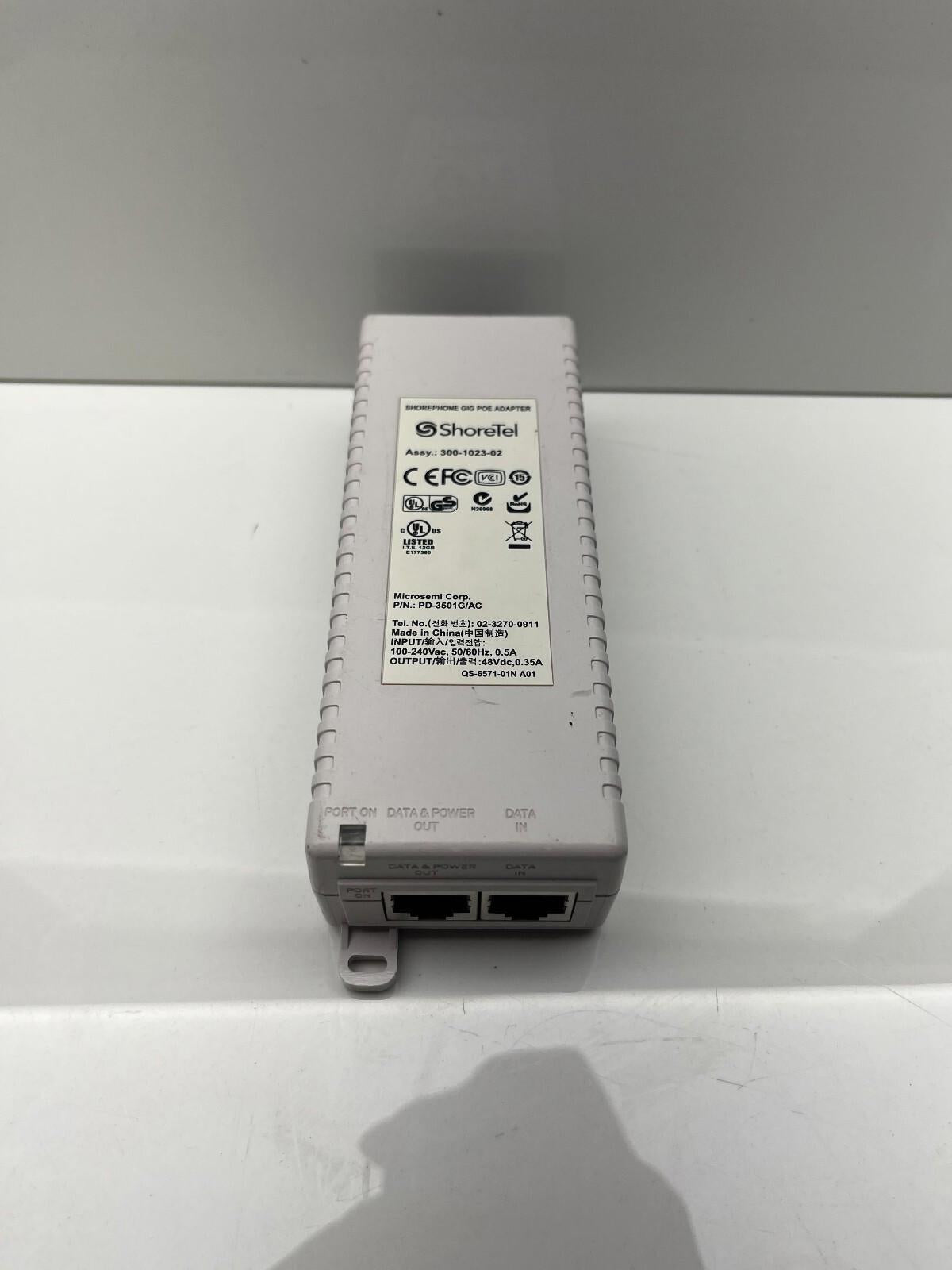 ShoreTel ShorePhone Gig PoE Adapter 300-1023-02 PD-3501G/AC Gigabit PoE Injector