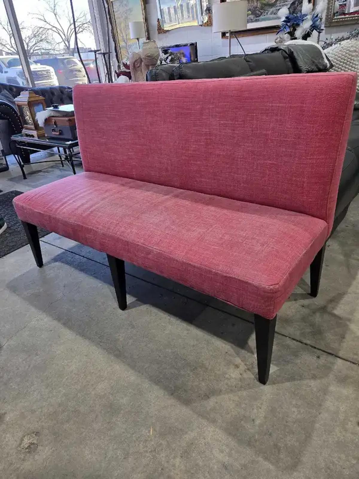 Pink Fabric Banquet Bench