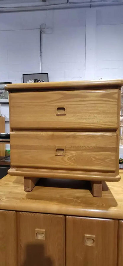Solid Wood Two-Drawer Nightstand 21.5 x 21.5 x 14.5