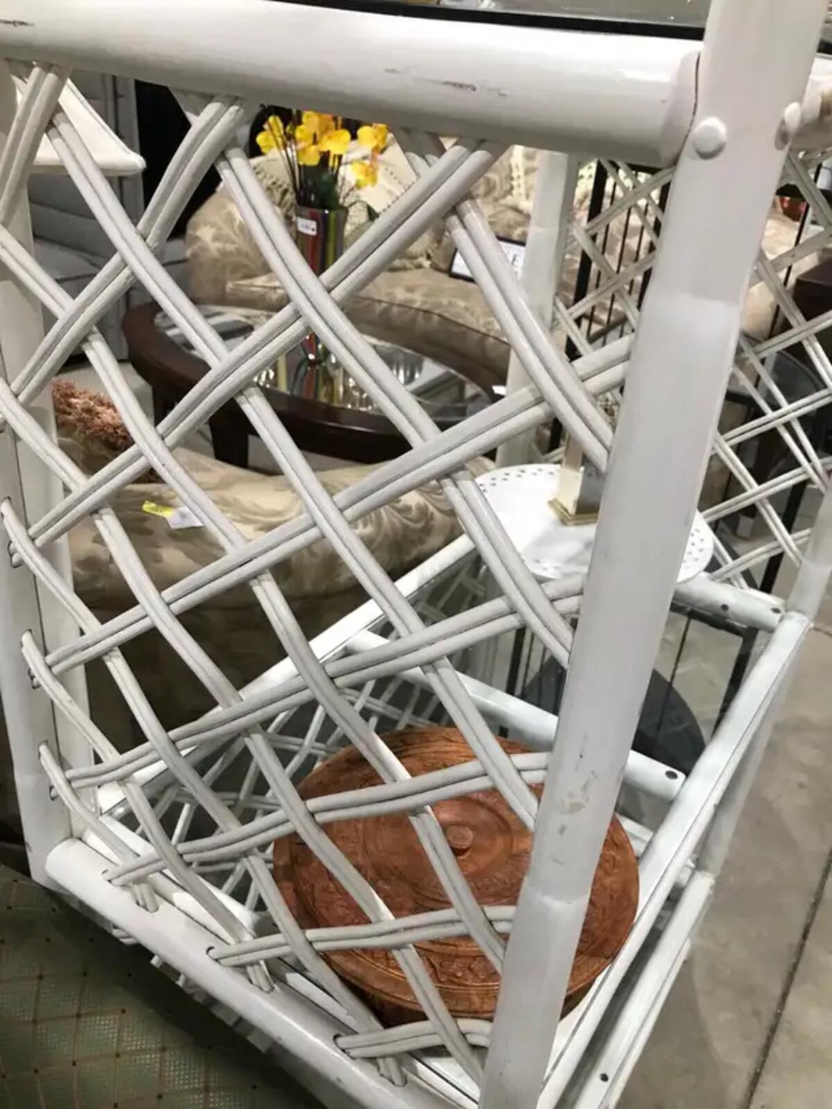 Rattan and Glass Shelf Unit Large