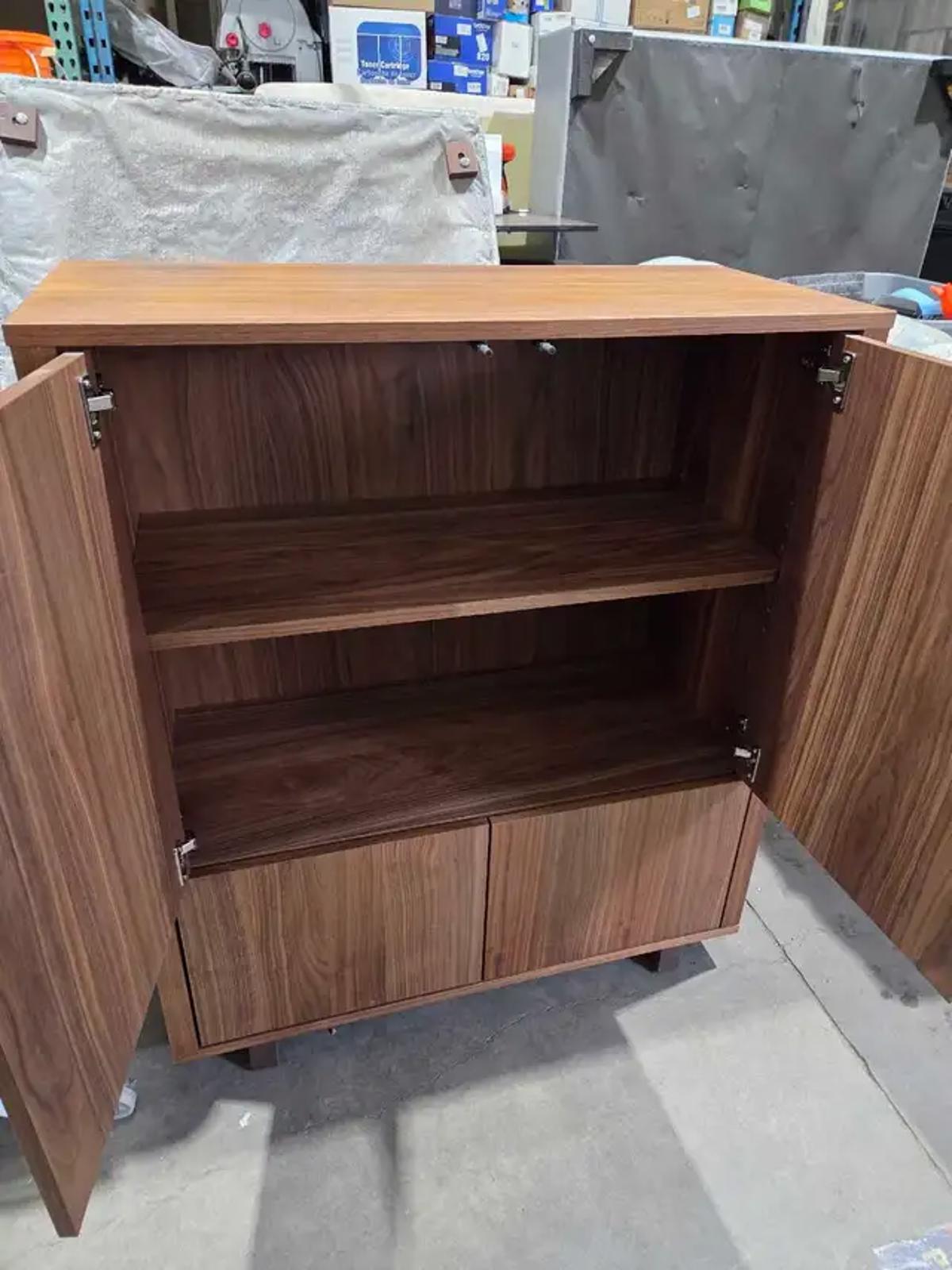 Walnut 2-Door Cabinet with Drawers