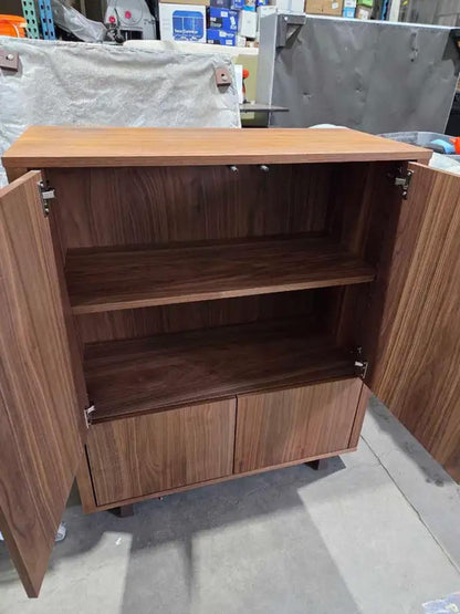 Walnut 2-Door Cabinet with Drawers