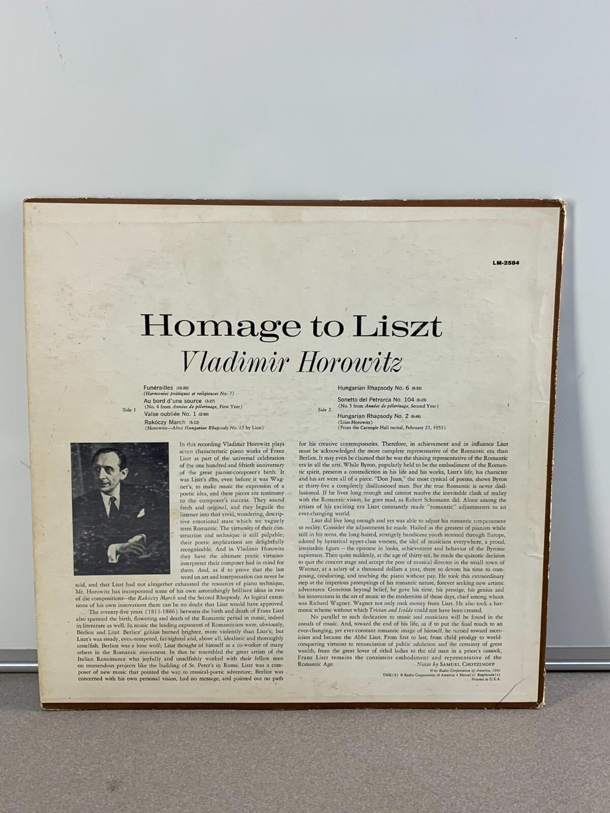 Vladimir Horowitz, Franz Liszt -Homage To Liszt (LP, RE) LM-2584